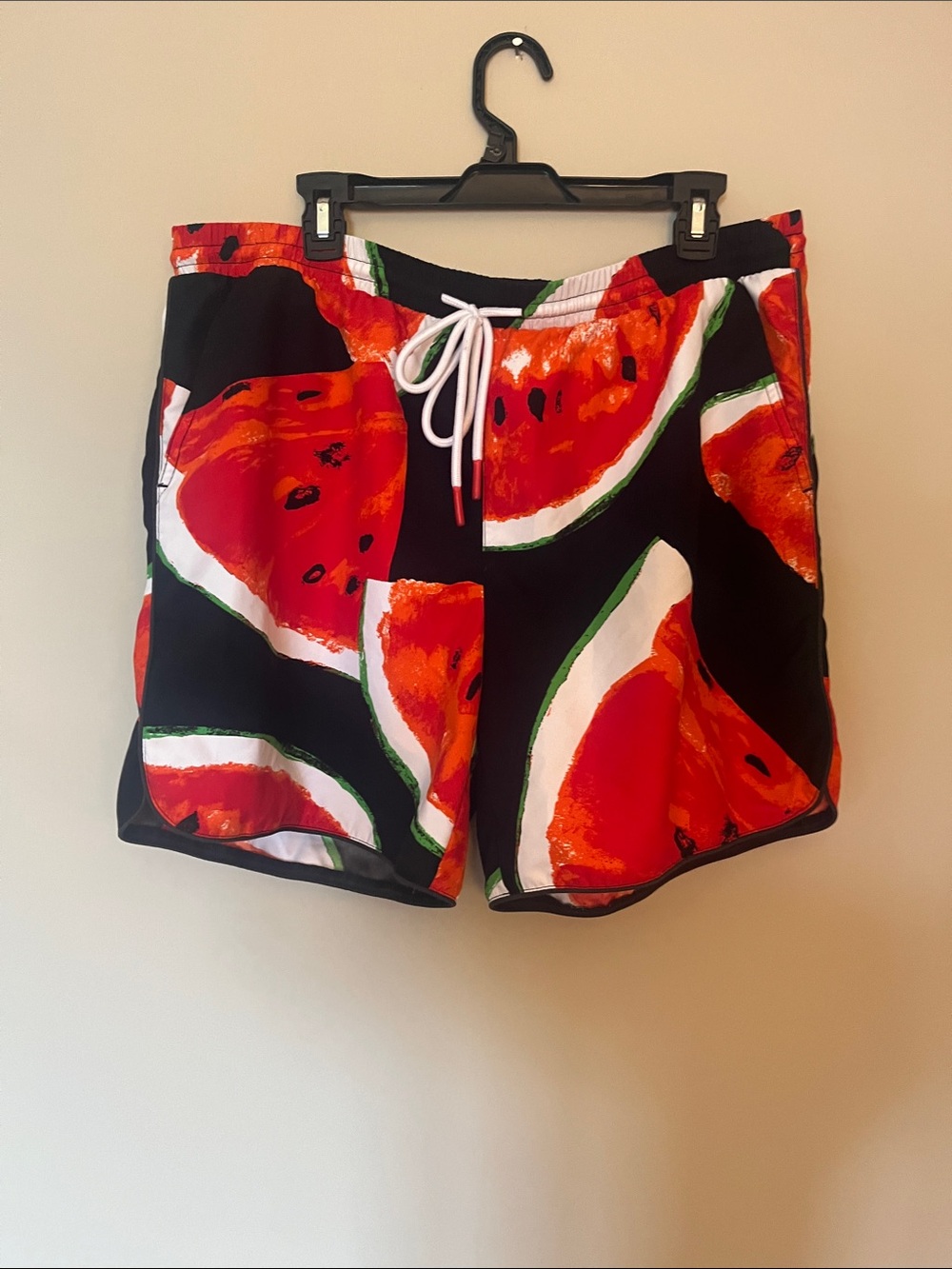 No Boundaries Black Red Watermelon Print Athletic Shorts